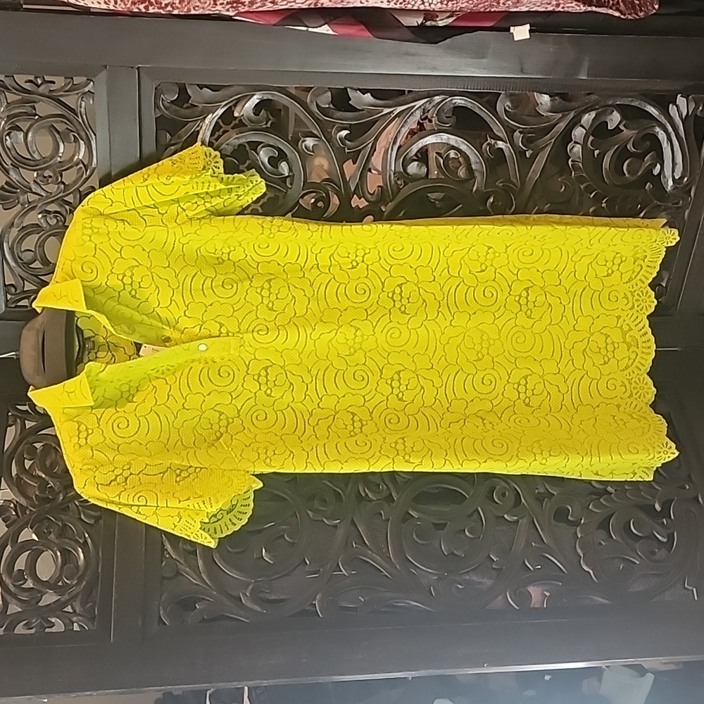 NWT Banana Republic Lace Polo Style Shirt Dress Citron Sz Small